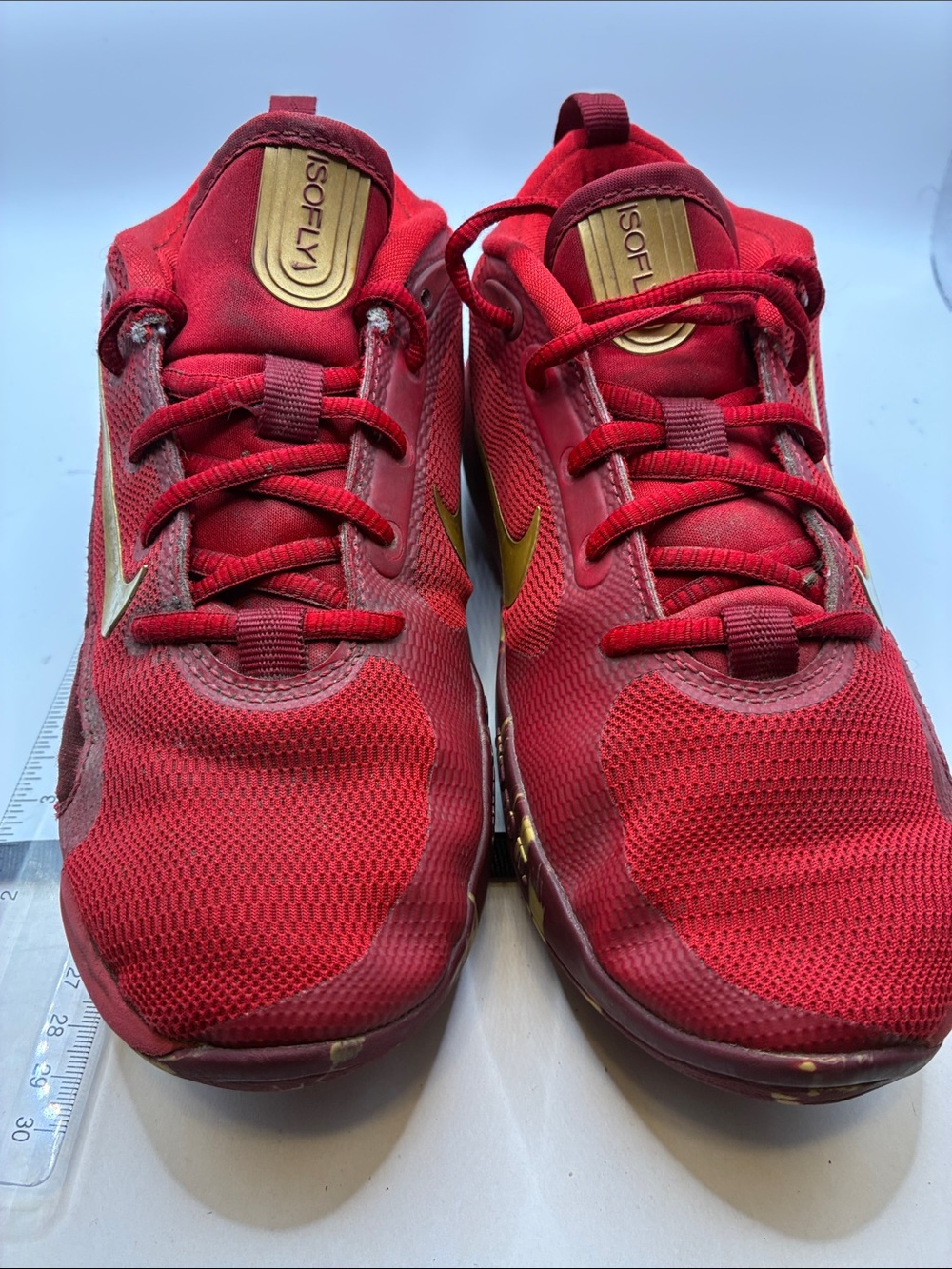 Nike Men’s Red Sneakers with Gold Swoosh